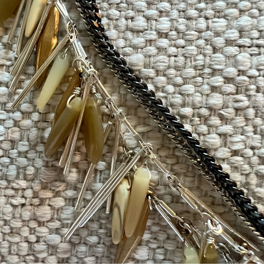 Stella & Dot Freya Fringe necklace  multi strand Mixed Metals - Picture 6 of 10